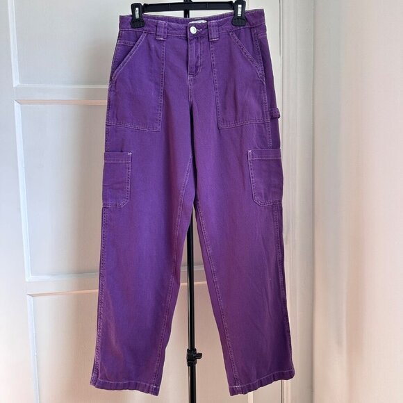 Garage Women's Purple Cargo Pants 100% Cotton 30 Waist Y2K, Size 01 - Picture 1 of 8